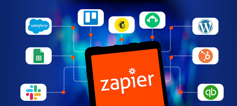 Best Zapier Integrations for streamlining operations, visual by Elandz