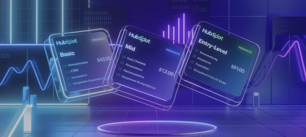 Types of HubSpot marketing hub price plans, visual by Elandz